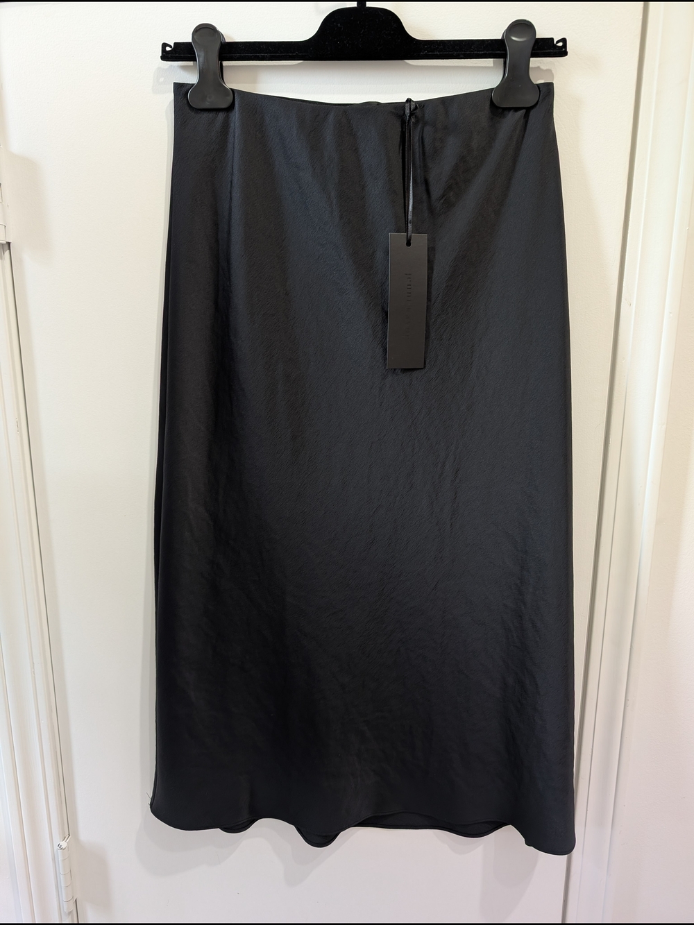 Jenni Kayne Black Satin Midi Slip Skirt